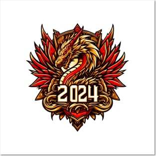 Wooden Gold Red Dragon 2024 No.5 Posters and Art